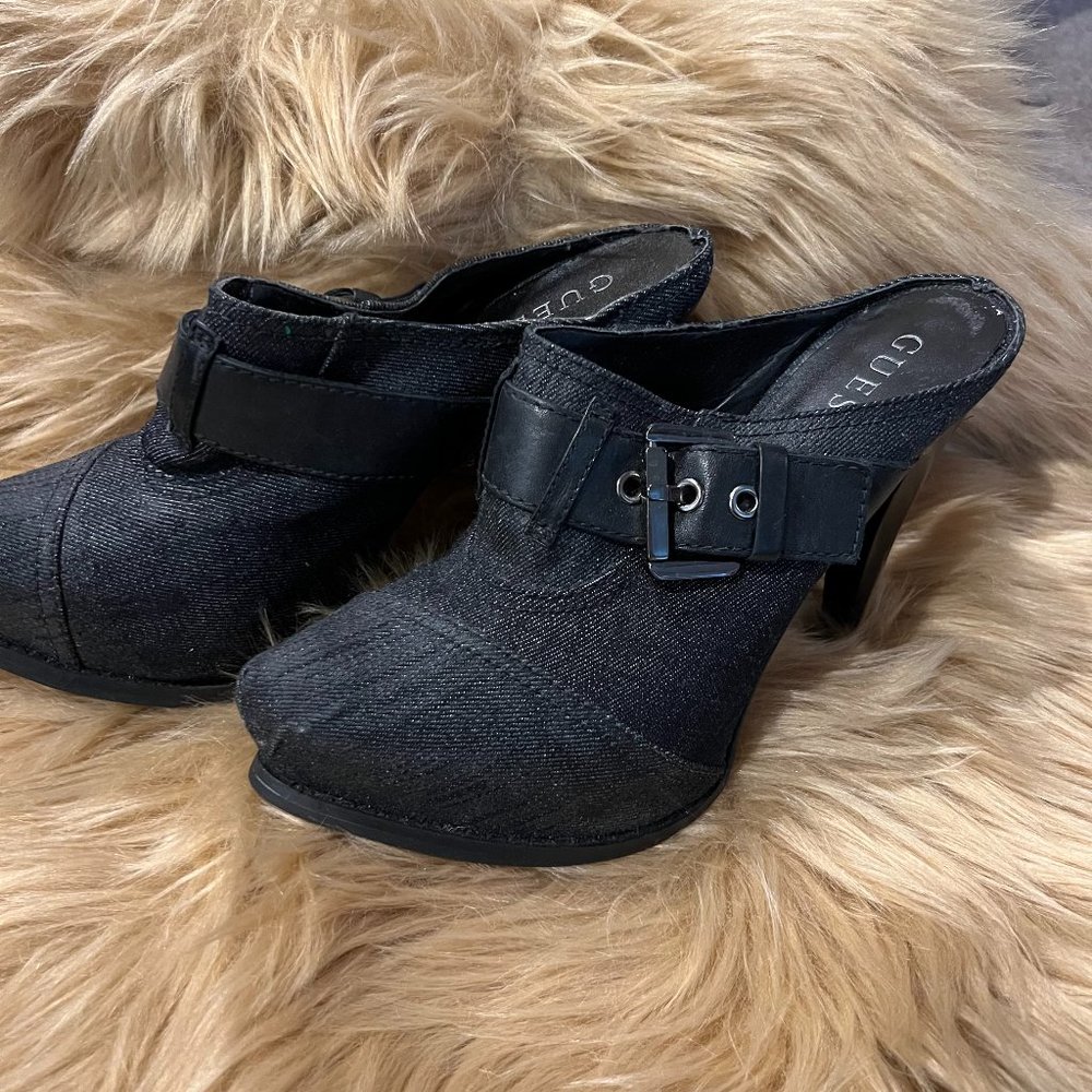 Guess black jean clog